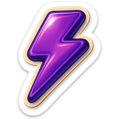 purple lightning bolt, energetic, bold outlines, vintage sticker style sticker