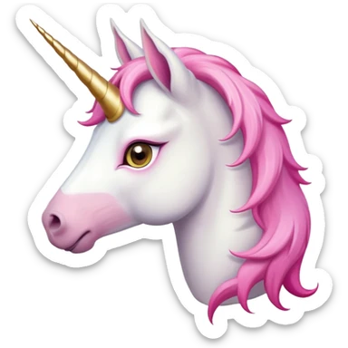 head of an anthropomorphised female unicorn horse, looking directly ahead, standard pose sticker