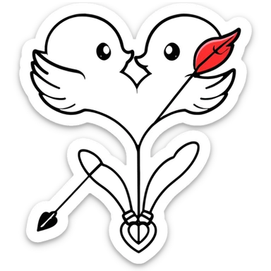 two hearts with a cupid arrow sticker