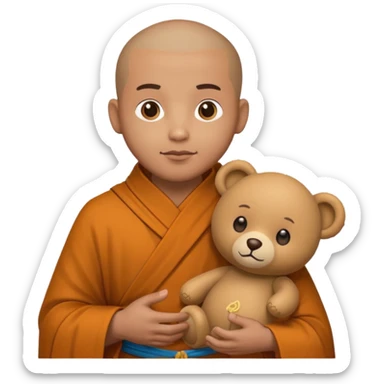 Monk with teddy bear toy  sticker