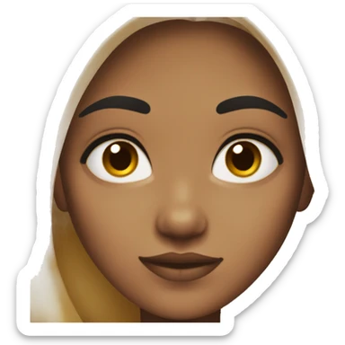 Girl with  black wavy hair and thick and thin eyebrows with light brown eyes  sticker