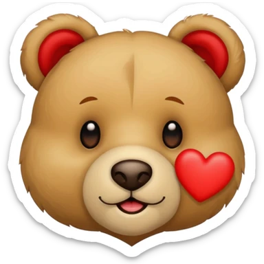 Teddy bear face with heart on the side sticker