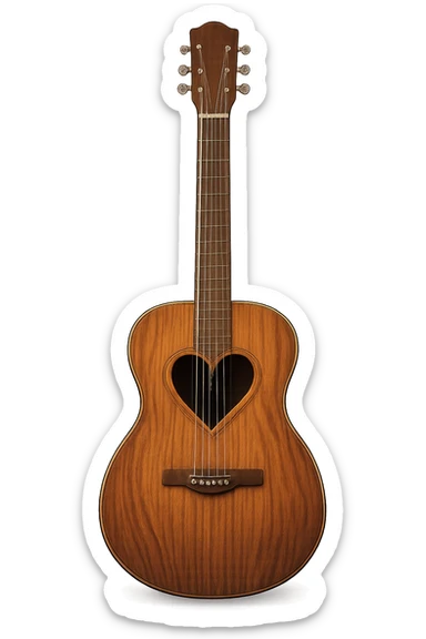 romantic guitar with heart-shaped sound hole sticker