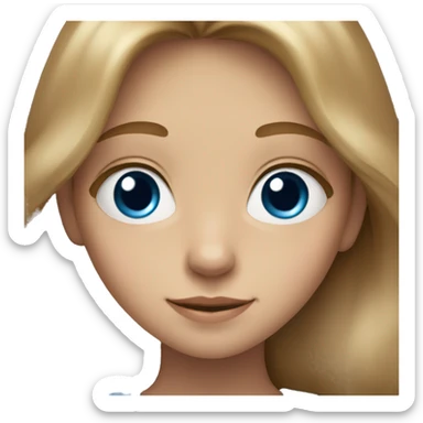 A sweet little girl with big blue eyes and shoulder-length light brown hair
 sticker