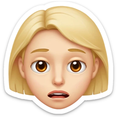 face biting its lip, looking uncertain and cautious sticker