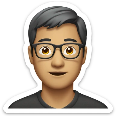 Asian man with glasses sticker