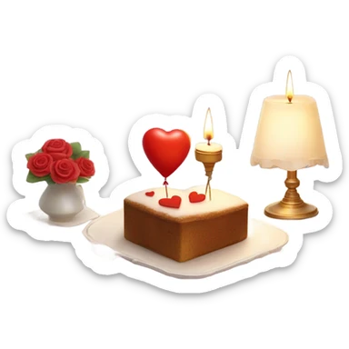 pink romantic party setting for two people and heart balloon  table with white cloth and candle with bows on the table and white Korean cake sticker