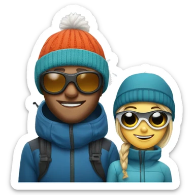Ski bum Couple with ski goggles and beanie  sticker