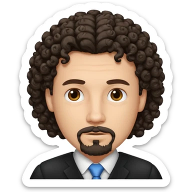 Create a white man with curly dark hair and Goatee lawer sticker