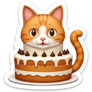 Happy cat eats big cate sticker