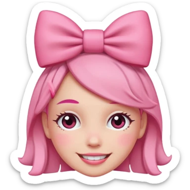 Blushing emoji with bow on head sticker