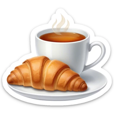 cup of tea with croissant sticker