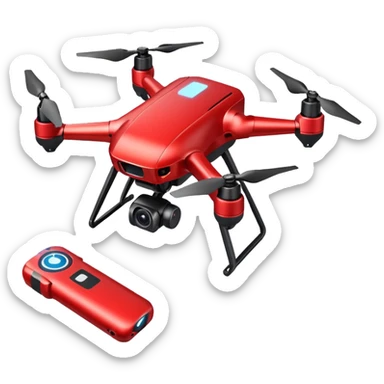 flying targeting drone acquires target and paints with laser sticker