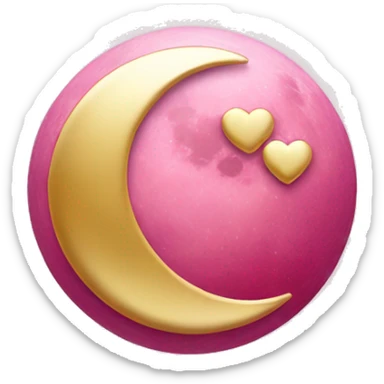 pink moon with gold heart  sticker