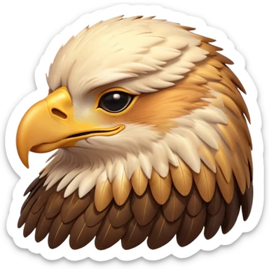 Meme-Worthy Cute Sleeping Golden Eagle Portrait Emoji, Head resting peacefully with a contented smile, showcasing a stately, broad-beaked form with eyes gently closed in serene slumber and luxuriously soft, golden plumage, Simplified yet adorably endearing features, highly detailed, glowing with a soft, drowsy amber light, high shine, relaxed and utterly lovable, stylized with an air of playful laziness, soft glowing outline, capturing the essence of a sleeping golden eagle that feels destined to become the next viral icon of adorable rest! sticker