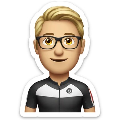caucasian 28 year old cyclist with glasses wearing red sticker