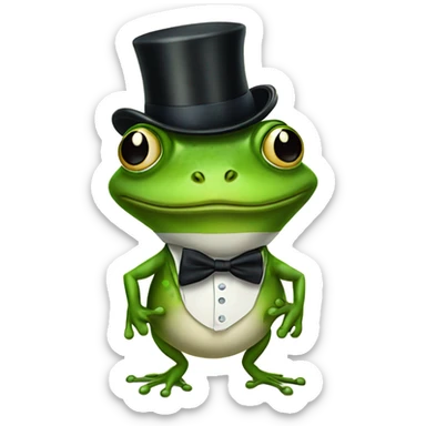Frog wearing a top hat and bow tie standing on two legs sticker