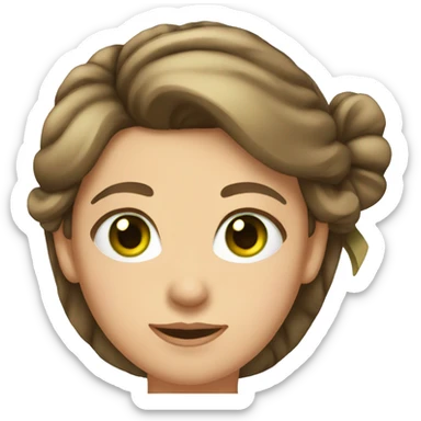 Mom with a bow in her hair and hair up. Brown hair, green eyes, round face sticker