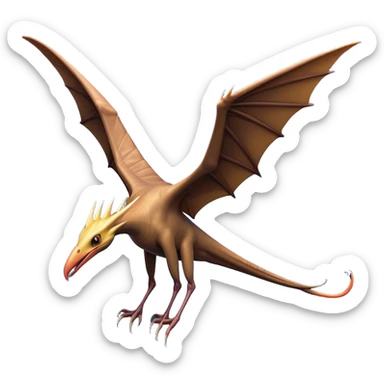 Cinematic Noble Pterodactyl Portrait Emoji, Poised and soaring, with a slender, aerodynamic body, expansive leathery wings outstretched, a long pointed beak, and keen, piercing eyes that exude aerial grace, Simplified yet sharply defined features, highly detailed, glowing with a soft, ethereal radiance, high shine, intelligent and commanding, stylized with an air of prehistoric flight mastery, focused and graceful, soft glowing outline, capturing the essence of a watchful and confident Pterodactyl that appears ready to glide out of the screen with effortless majesty! sticker