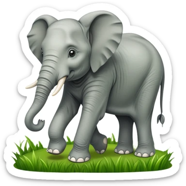 An elephant is walking through the meadow. sticker