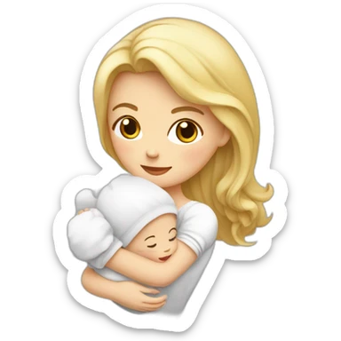 Femme blanche aux cheveux châtains et son bébé dans les bras sticker