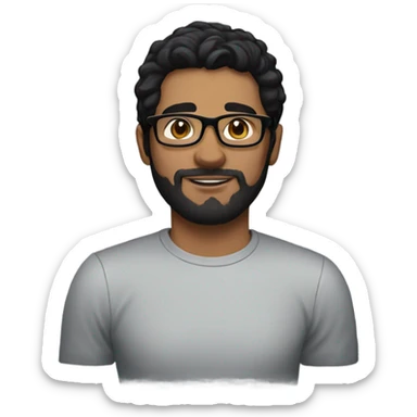 a 30 years old boy. with black hair and a little beard. with black glassess. sticker