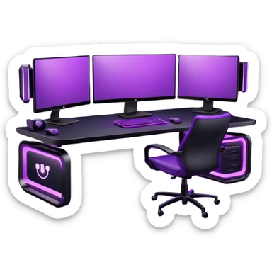 purple gaming setup with two monitors sticker