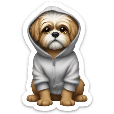 Shitzu wearing hoodie sticker