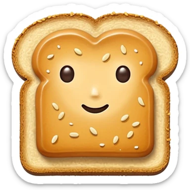 A slice of crispy golden toast with miso butter spread on top, rich brown glossy miso butter with sesame seeds, Japanese style, minimalist icon style sticker