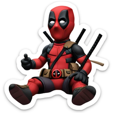 Deadpool at beach sticker