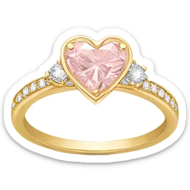 Gold engagement ring with light pink heart diamond  sticker