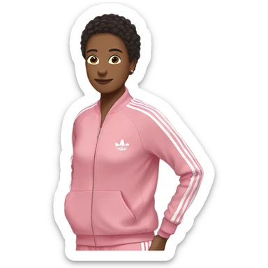 pink adidas sweat suit with white stripes sticker
