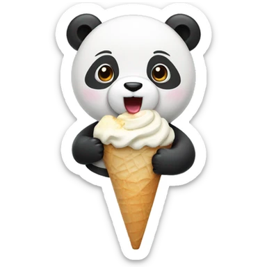 Panda eating ice cream sticker