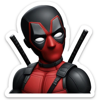 make deadpool all black with only red eyes, keep all deadpool characteristics sticker