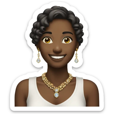 smiling girl with jewelry sticker