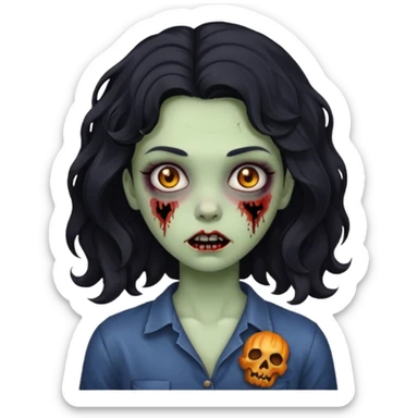 girl whit black wayv hair zombie sticker