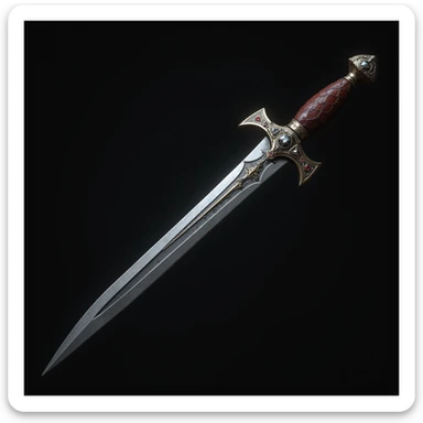 realistic gothic dagger, with a jeweled hilt, photorealistic style, no background sticker