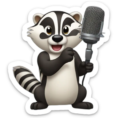 badger singing with microphone sticker