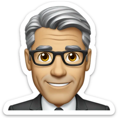 george clooney cartoon wearing suit sticker