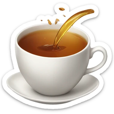 A cup of tea spilling out for the phrase "spill the tea" sticker