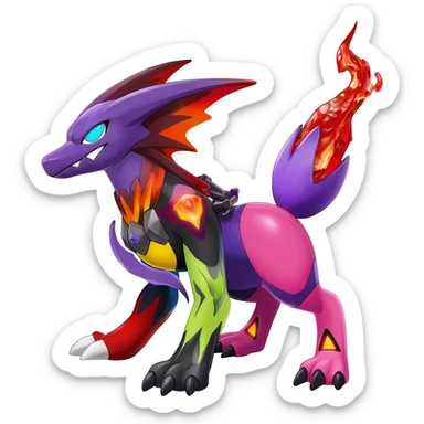 Colorful Shiny Cool Badass Spicy Evil Spooky Meloetta-Litten-Guilmon-Darkrai-Pokémon-Fakémon-fusion-hybrid-creature sticker