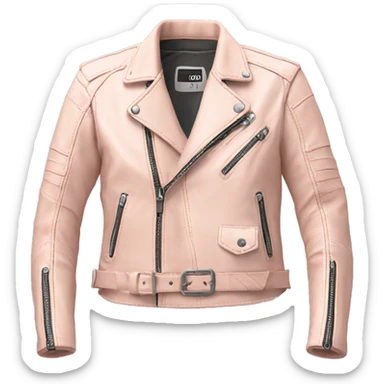 Pale blush pink leather motorcycle jacket isolated sticker