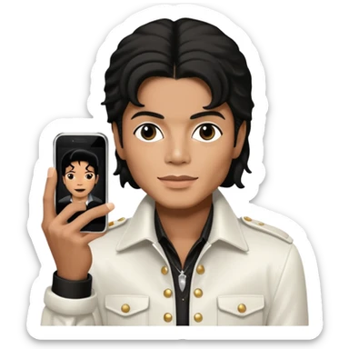 Michael Jackson holding an LG sticker