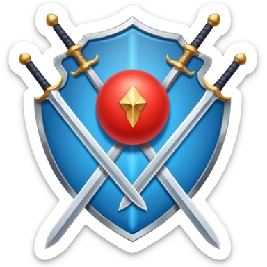 playing card layout with health and energy bars, sword icon, red orb icon, blue shield icon, and a text area sticker