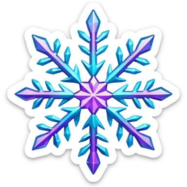 cyan and purple snowflake glitter sticker