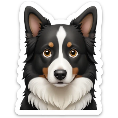 Black and white border collie shepherd dog with alert expression sticker