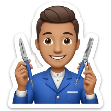 Barber man holding a pair of clippers sticker