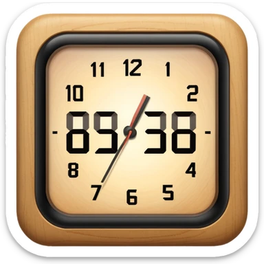 1:30 pm light color wooden digital clock sticker