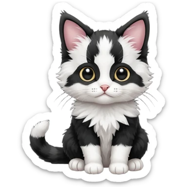 a sitting black and white and rad kitten sticker