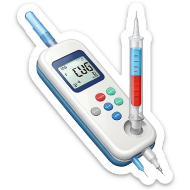 insulina e medidor de glicose e seringa com agulha sticker